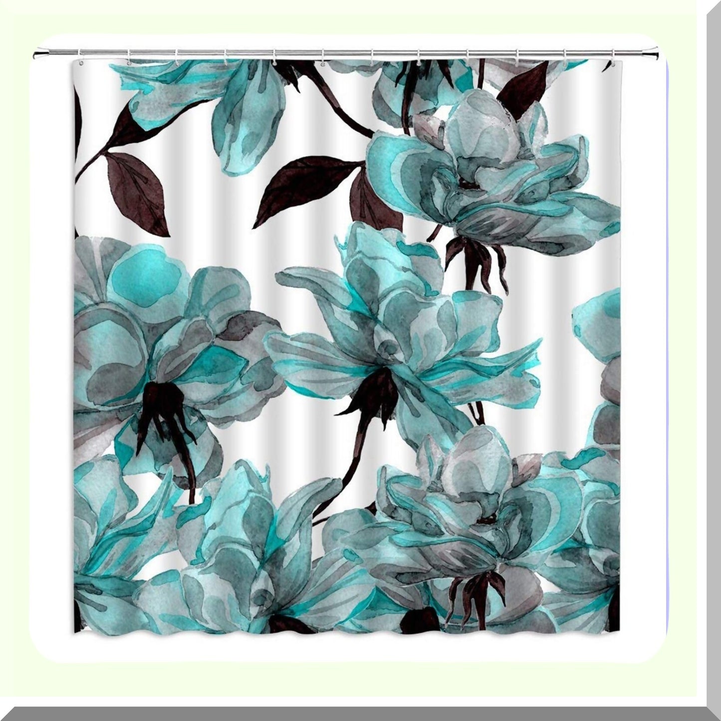 Teal Floral Shower Curtain 70x70 inches