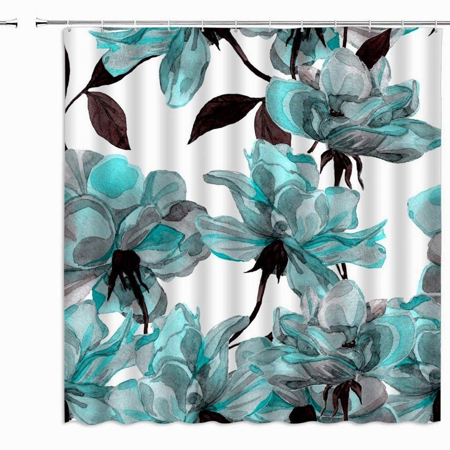 Teal Floral Shower Curtain 70x70 inches