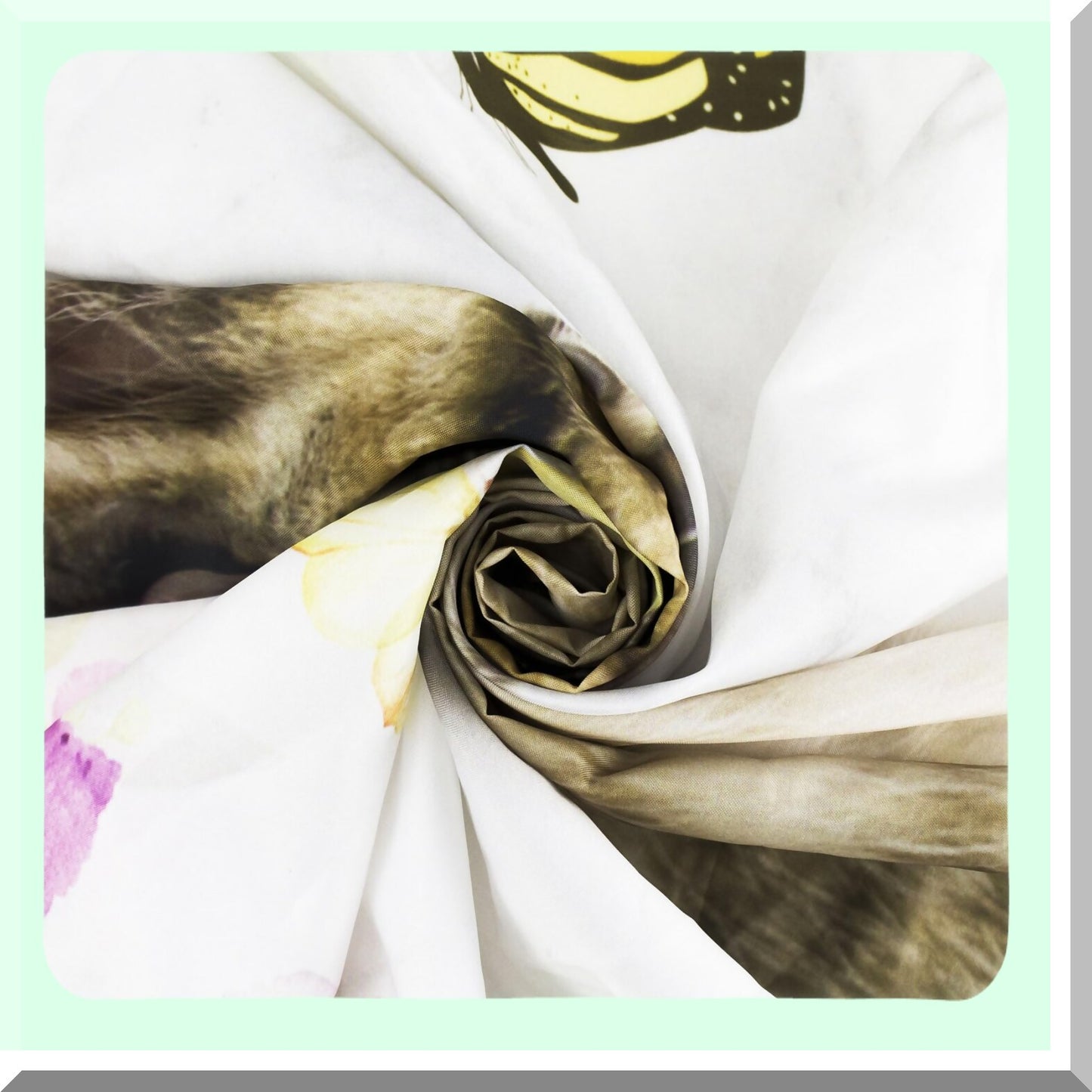 Cat Sunflower Shower Curtain Grey Marble Polyester Fabric 72x72 Inches