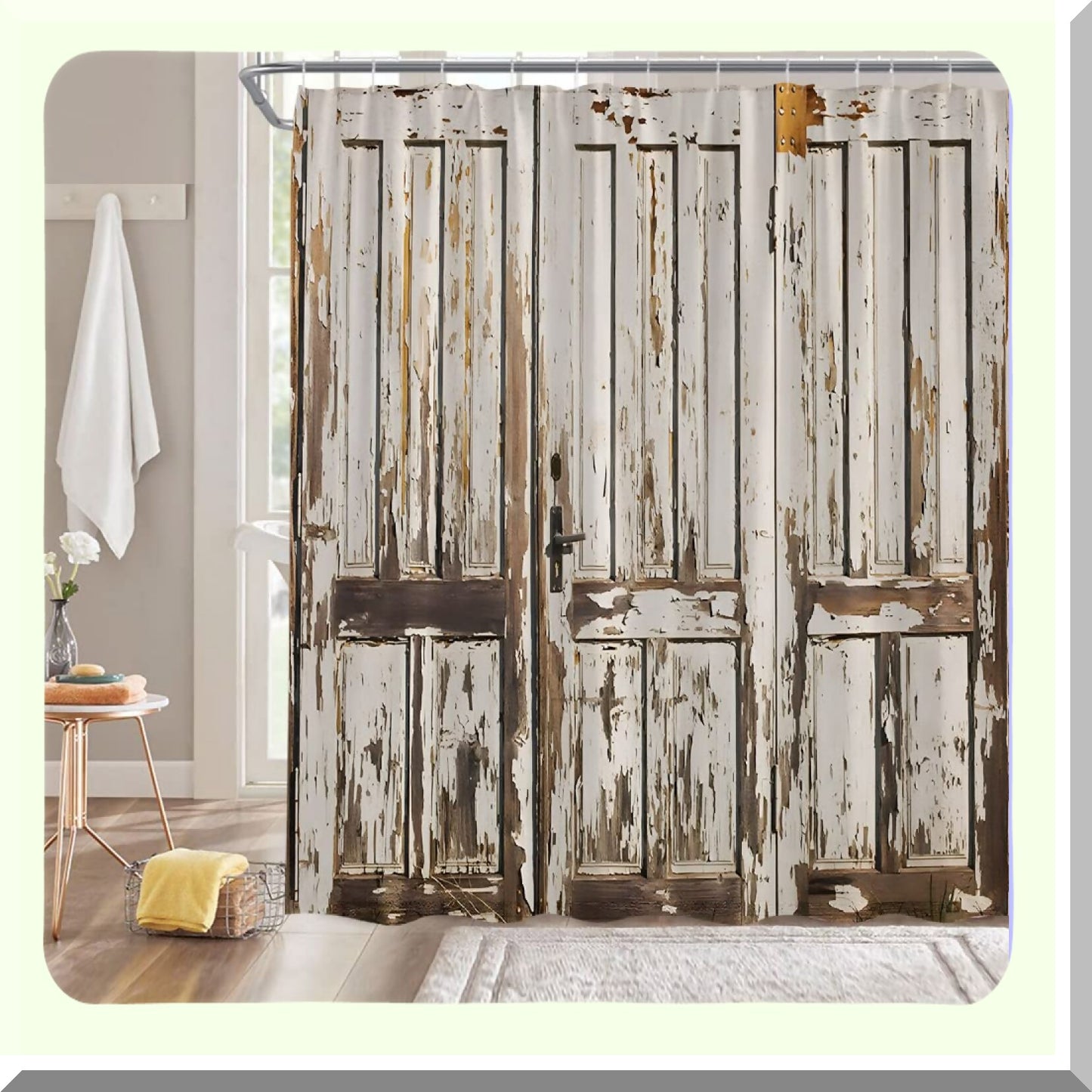 Rustic Western Barn Shower Curtain Gray Brown 70x70 Inch