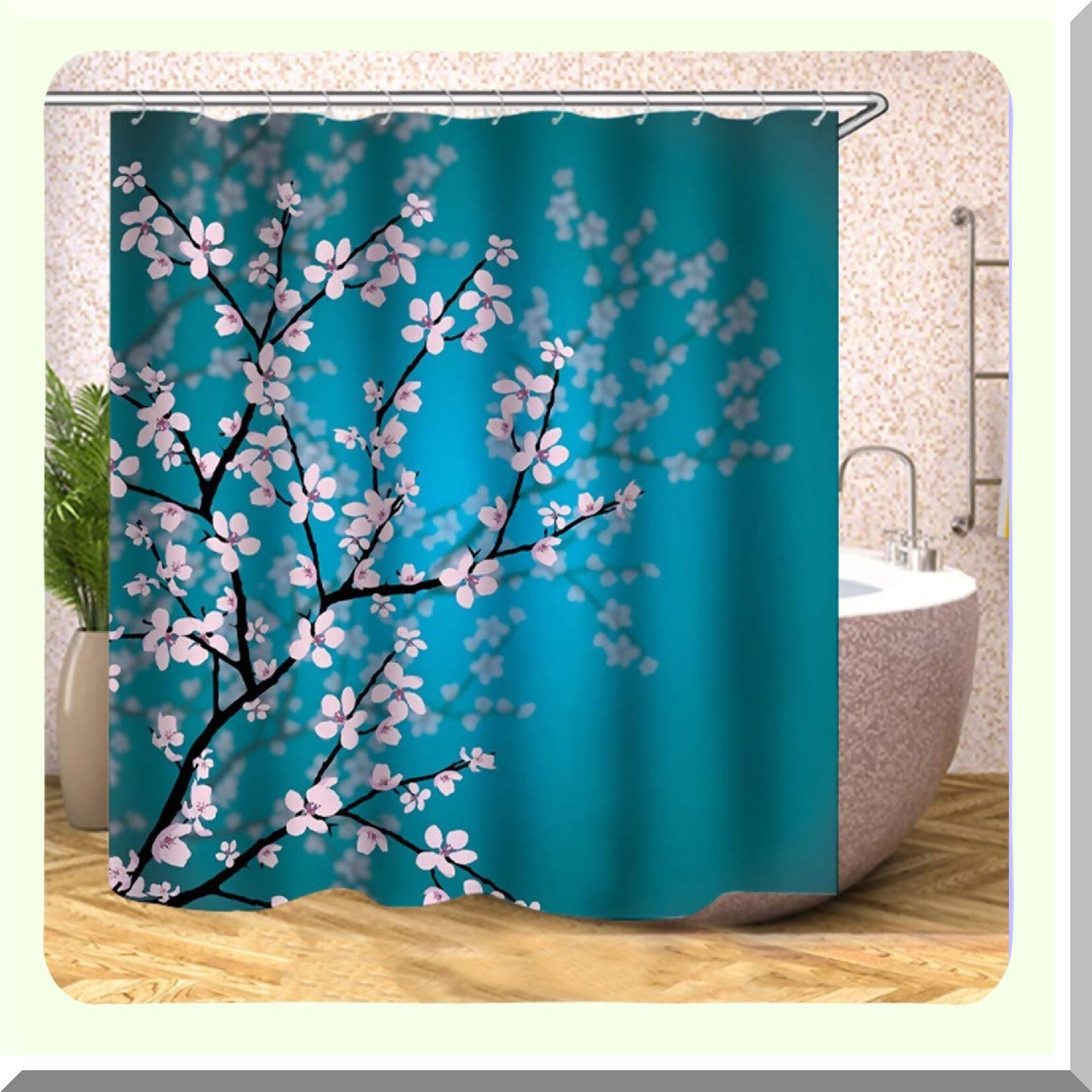 Cherry Blossom Floral Shower Curtain 72x72 inches