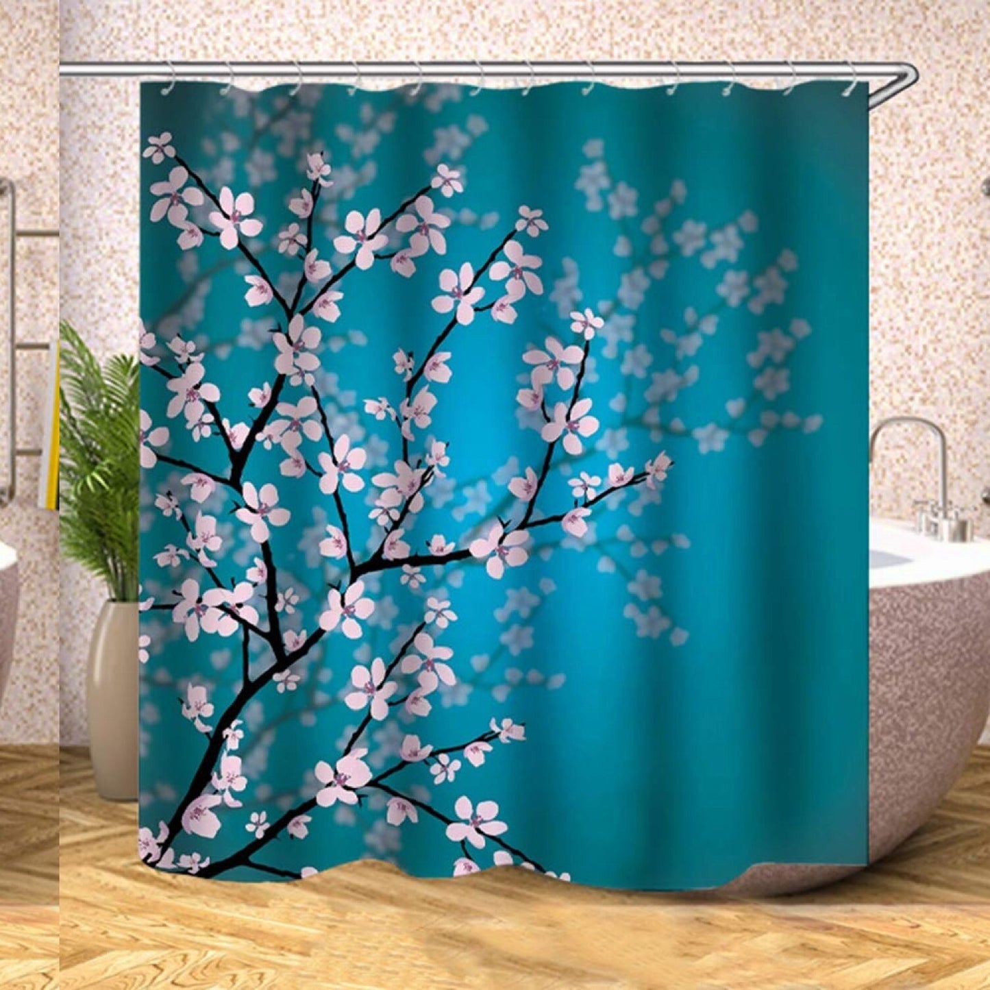 Cherry Blossom Floral Shower Curtain 72x72 inches