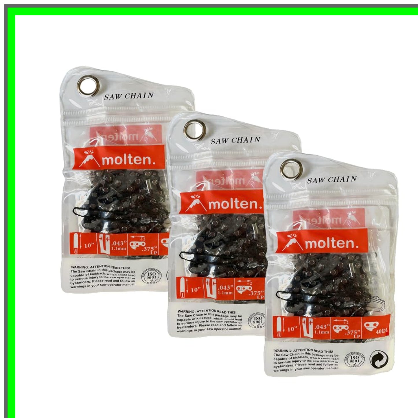 Versatile 10 Inch Chainsaw Chain for Milwaukee, Ego, Ryobi, Worx, Black and Decker