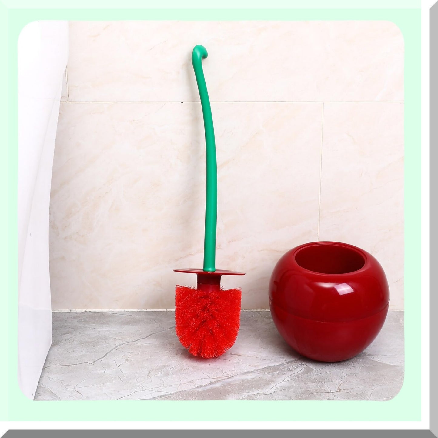 Cherry Shape Tet Brush with Holder, Red, 38cm