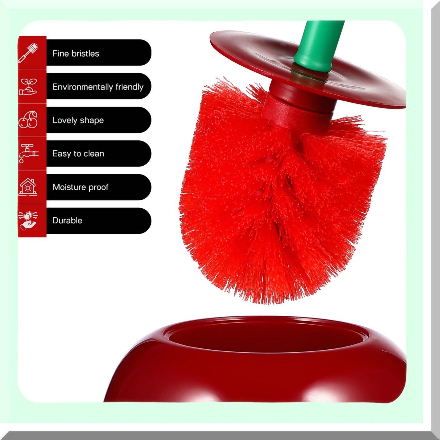 Cherry Shape Tet Brush with Holder, Red, 38cm