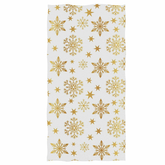 Golden Snowflake Hand Towels 16x30 in Winter Bathroom