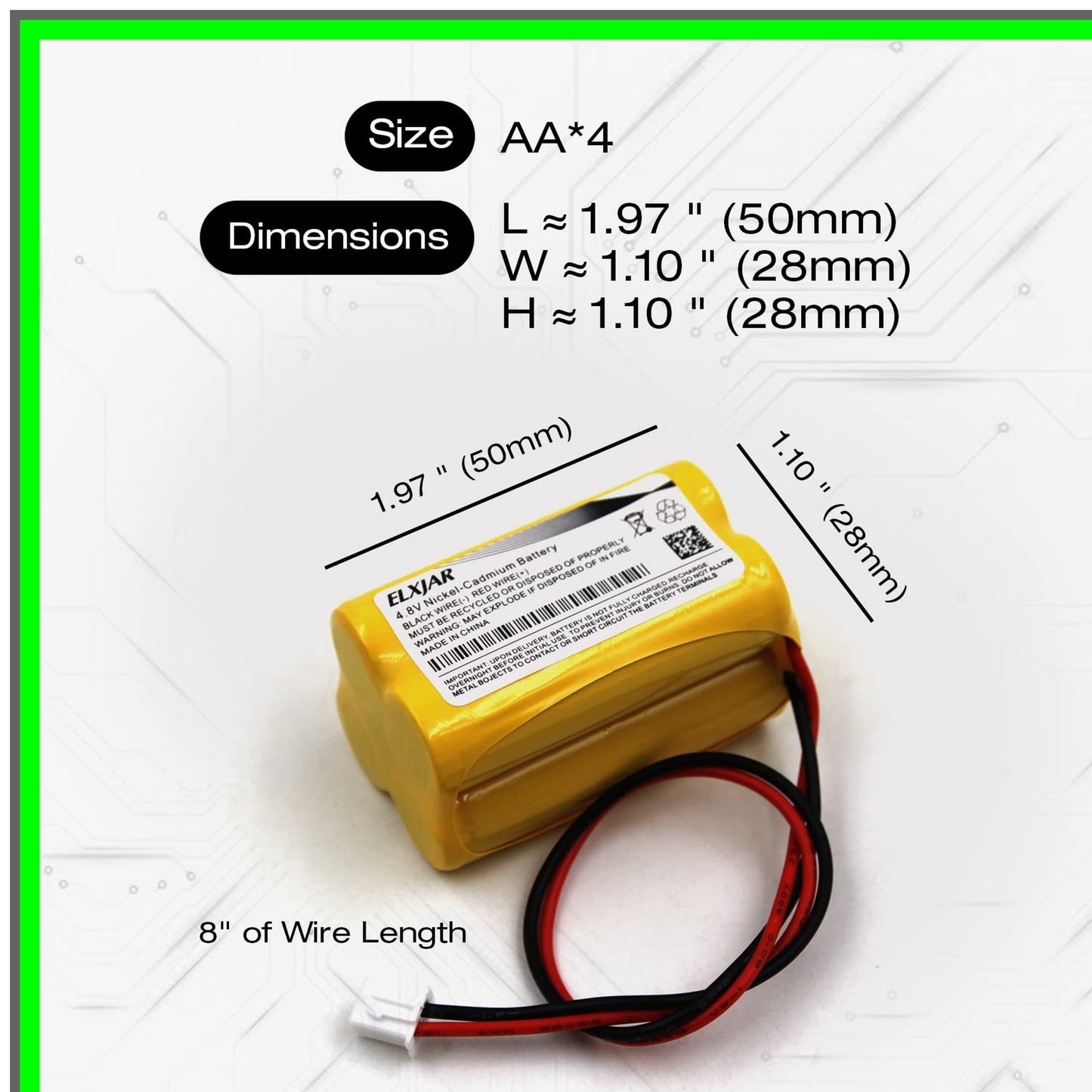 Ni-CD Battery Replacement 4.8V 700mAh for Exit Lights and Emergency Systems