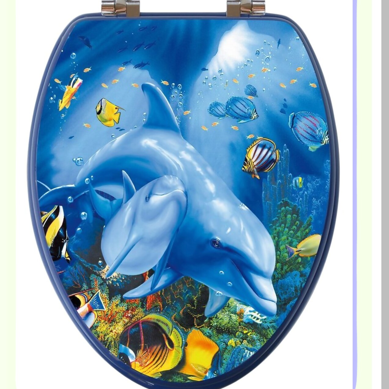 3D Ocean Series Elongated Toilet Seat with Dolphin Image