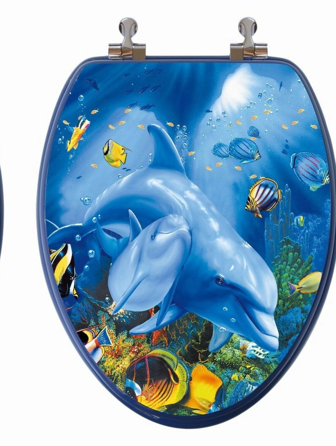 3D Ocean Series Elongated Toilet Seat with Dolphin Image