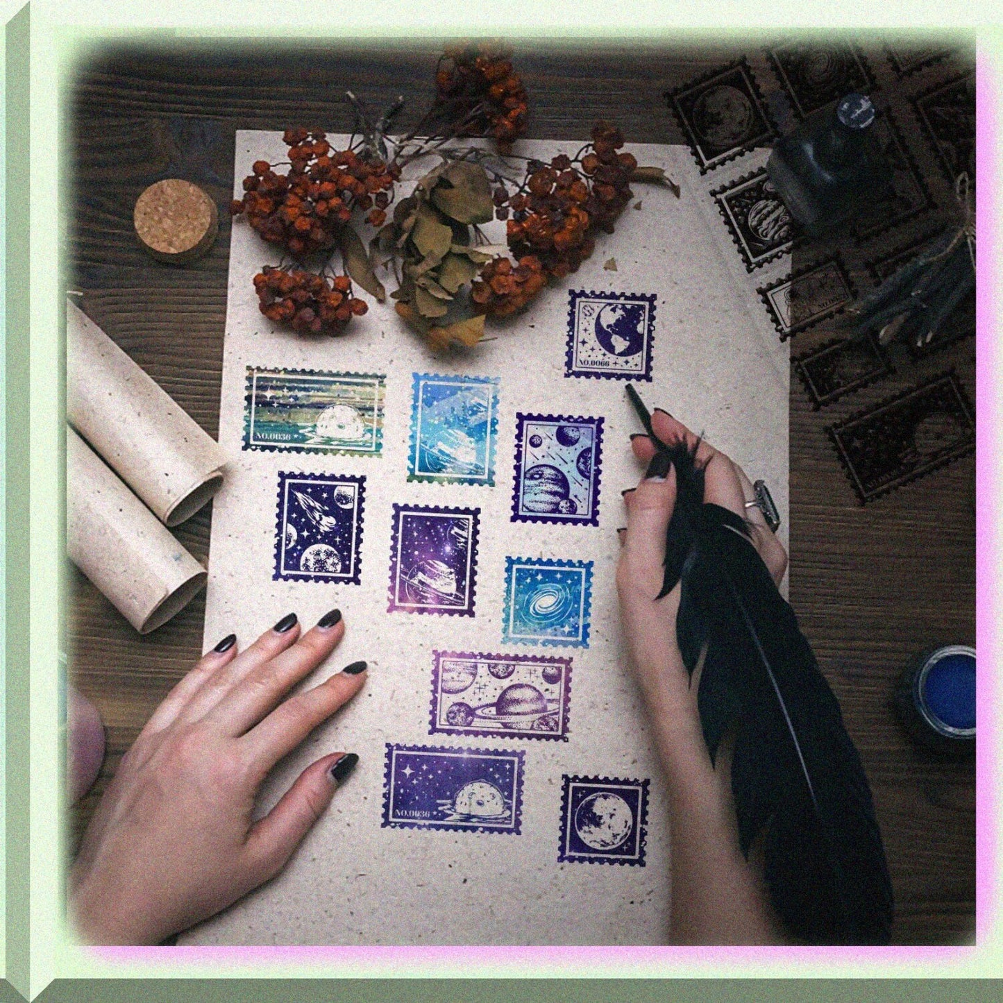 Space Planet Clear Silicone Stamps Set with 12 Styles