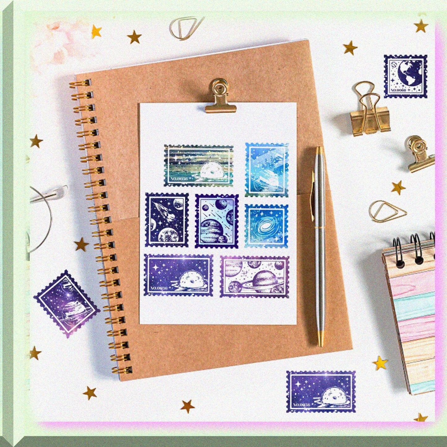 Space Planet Clear Silicone Stamps Set with 12 Styles