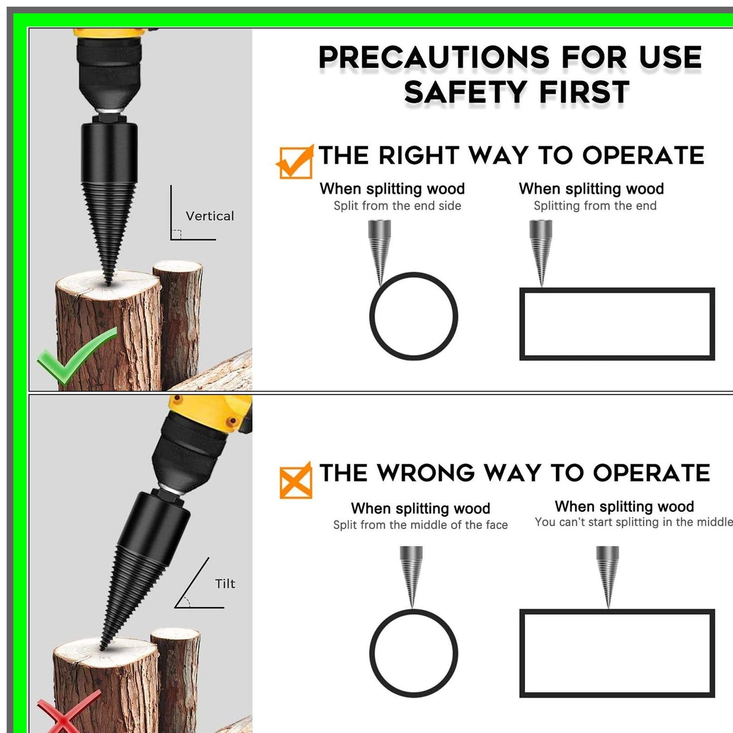 Heavy Duty Electric Wood Splitter Drill Bit for Efficient Kindling Preparation