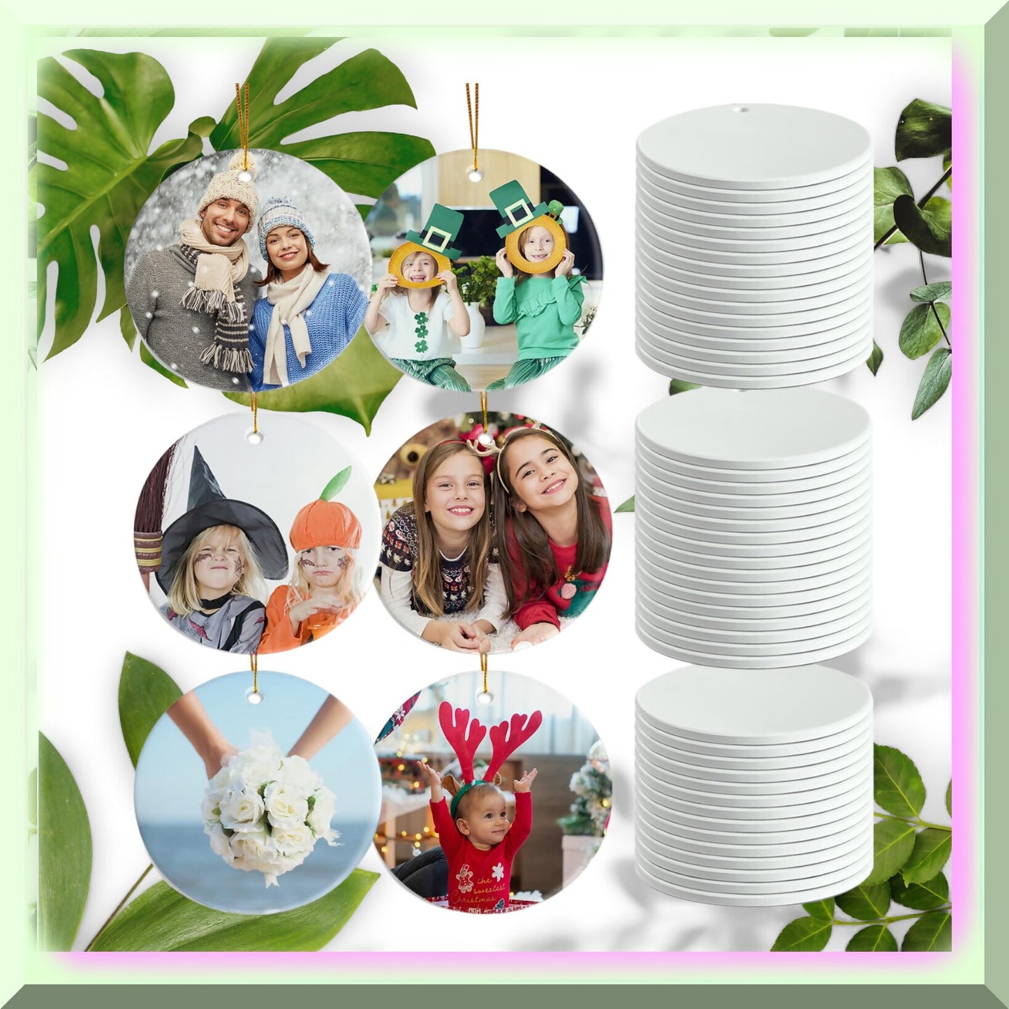 48pcs White Ceramic Ornaments for Tree Decor, Party & Wedding