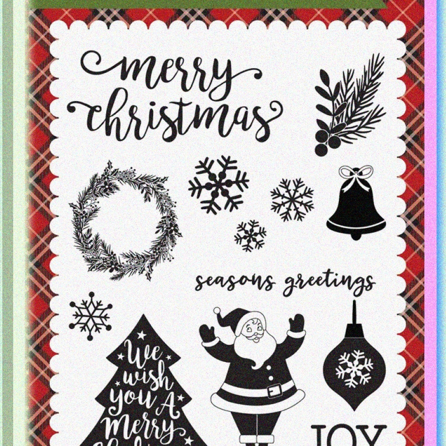 Wish You A Merry Stamp Set with 15 Shapes