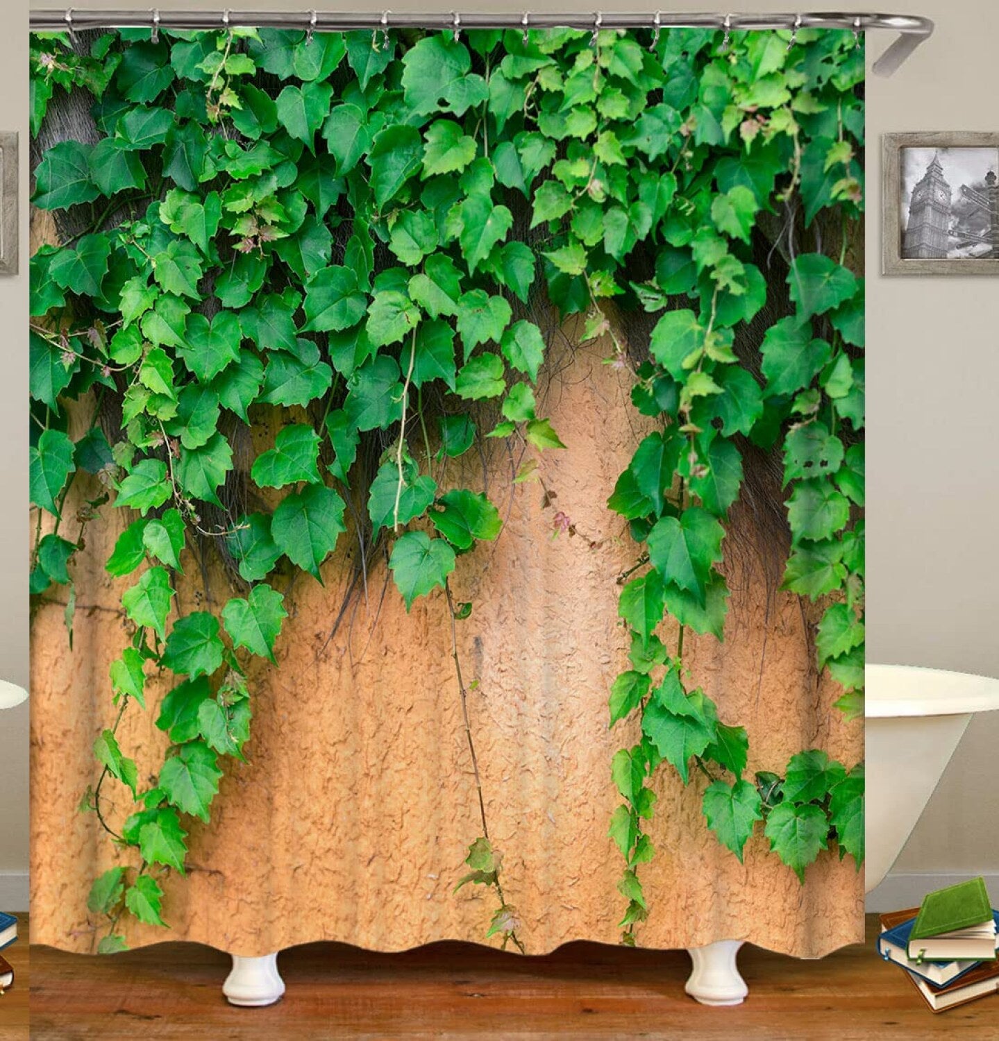 Green Plants Vines Shower Curtain 72x72 Inch with Hooks