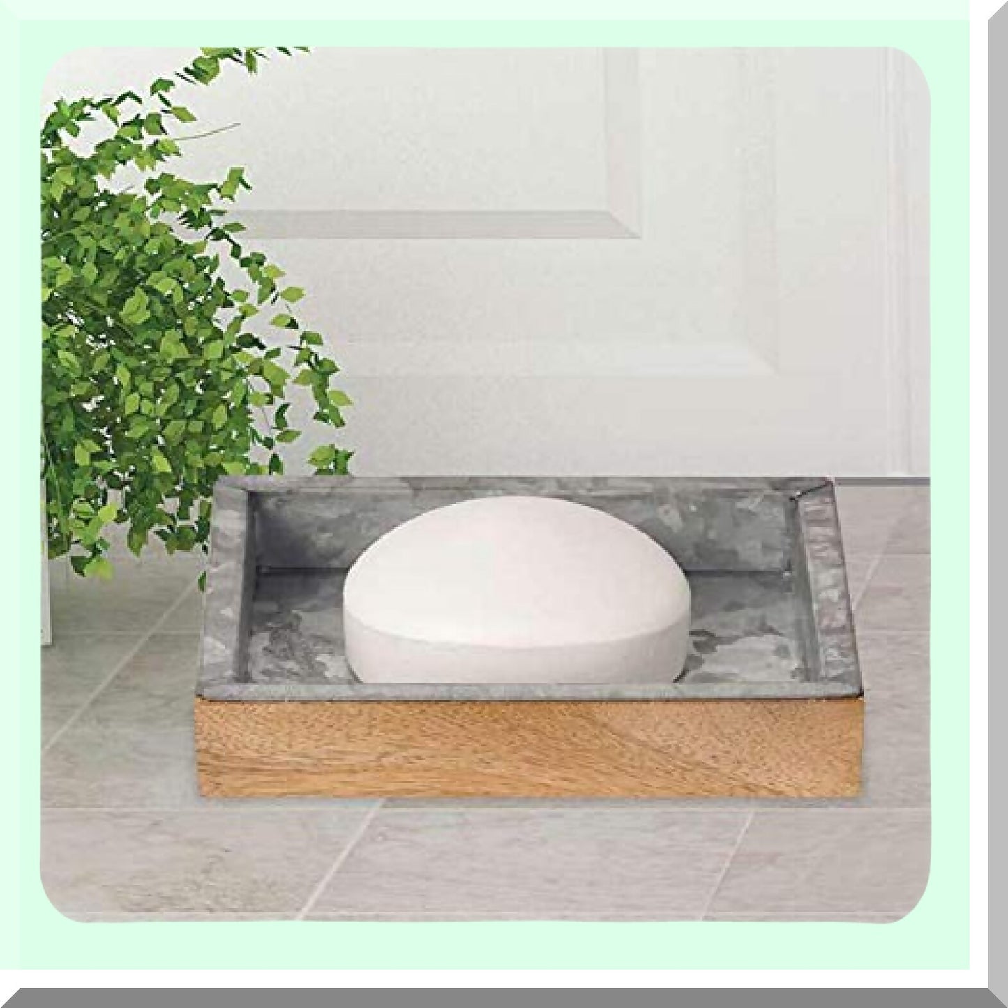Confetti Collection Soap Dish Galvanised Sheet & Wood