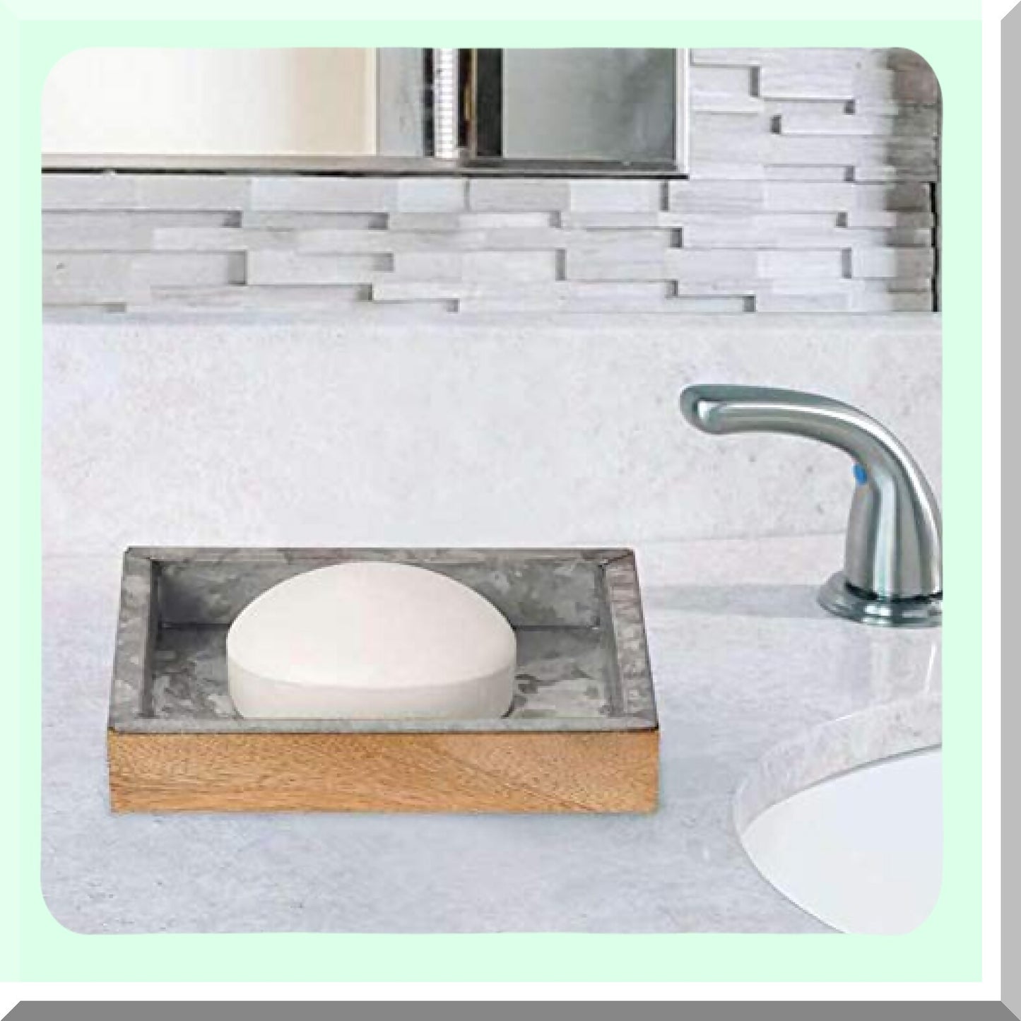 Confetti Collection Soap Dish Galvanised Sheet & Wood