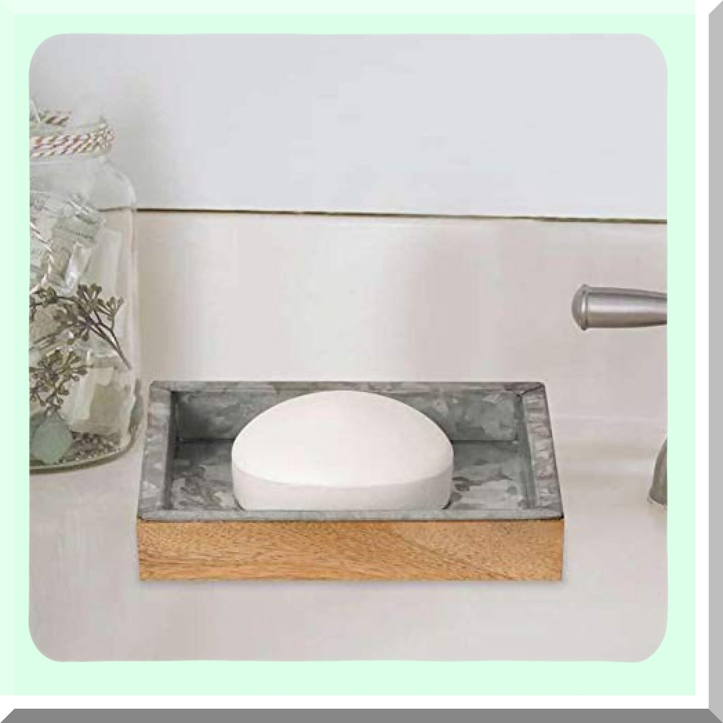 Confetti Collection Soap Dish Galvanised Sheet & Wood