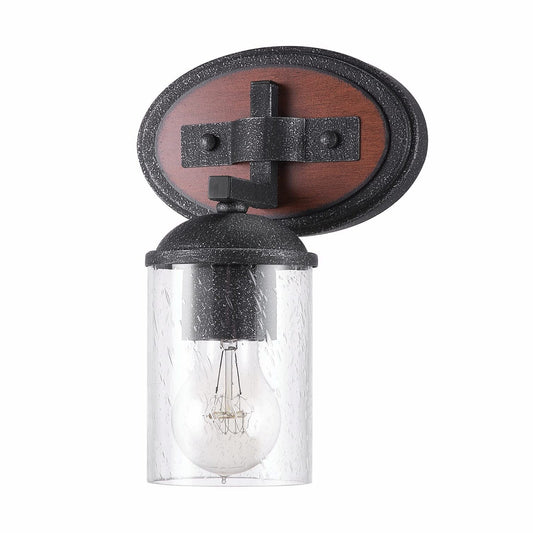 51855 Ston 1-Light Vanity Light Dark Wood Galvanized Metal