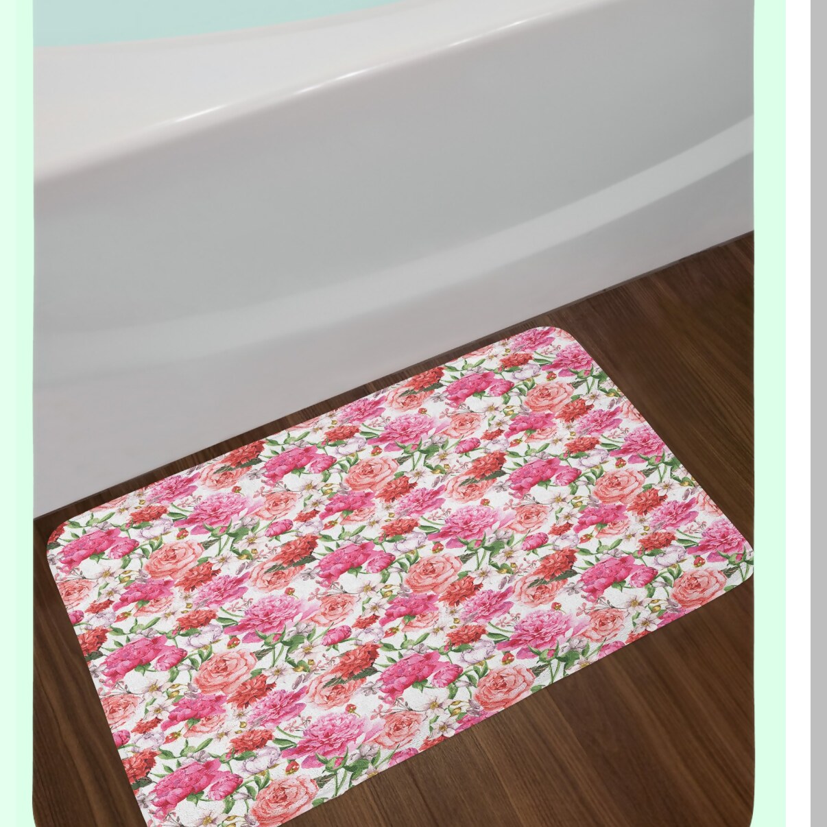 Watercolor Pink Peonies and Roses Bath Mat 30.2" x 20"