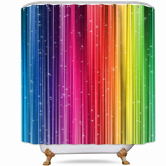 Rainbow Colorful Striped Waterproof Polyester Shower Curtain 72x72