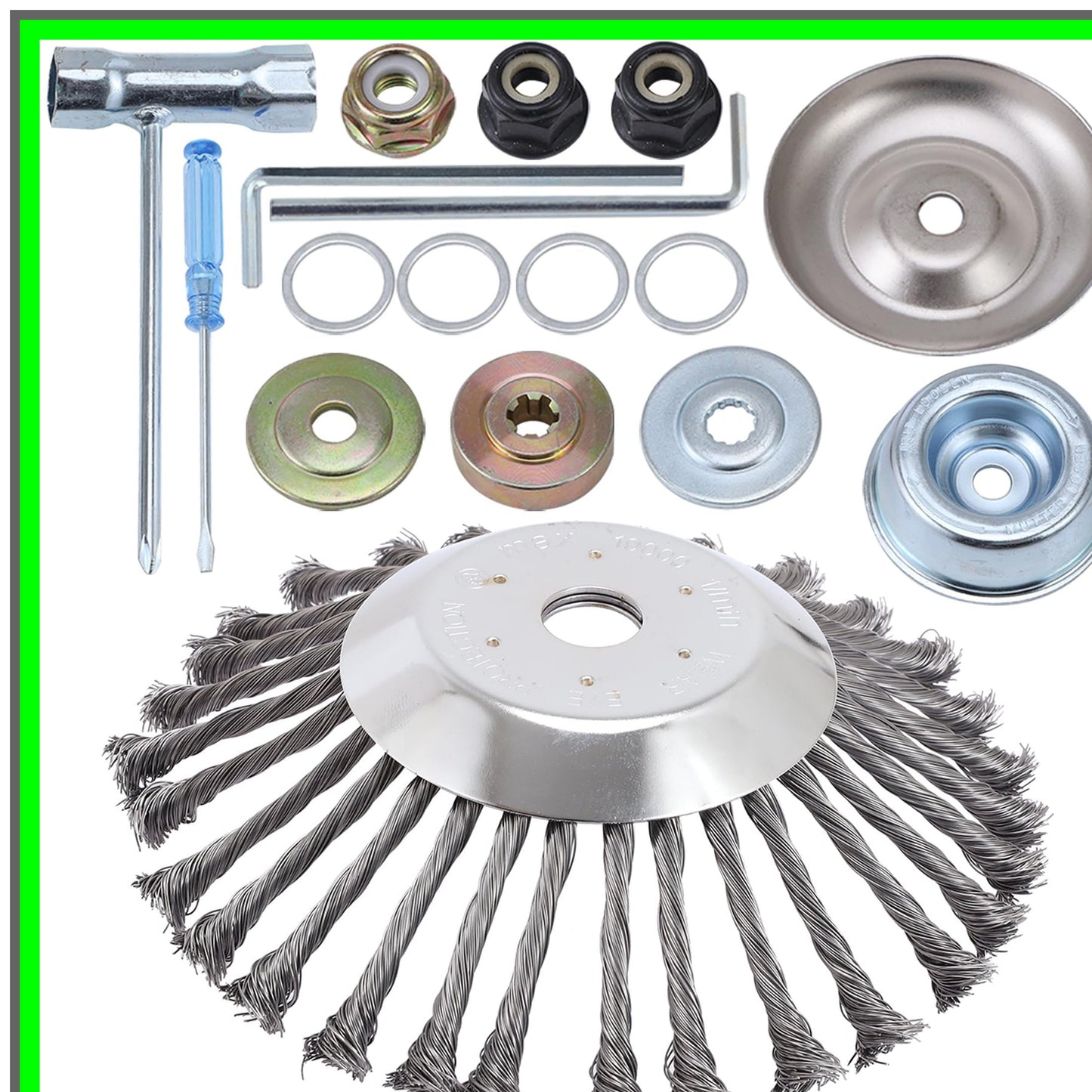 10 Inch Rotary Steel Wire Brush Cutter Head for Trimmers and Lawnmowers