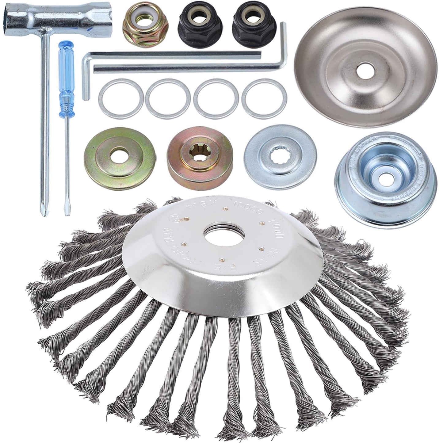 10 Inch Rotary Steel Wire Brush Cutter Head for Trimmers and Lawnmowers