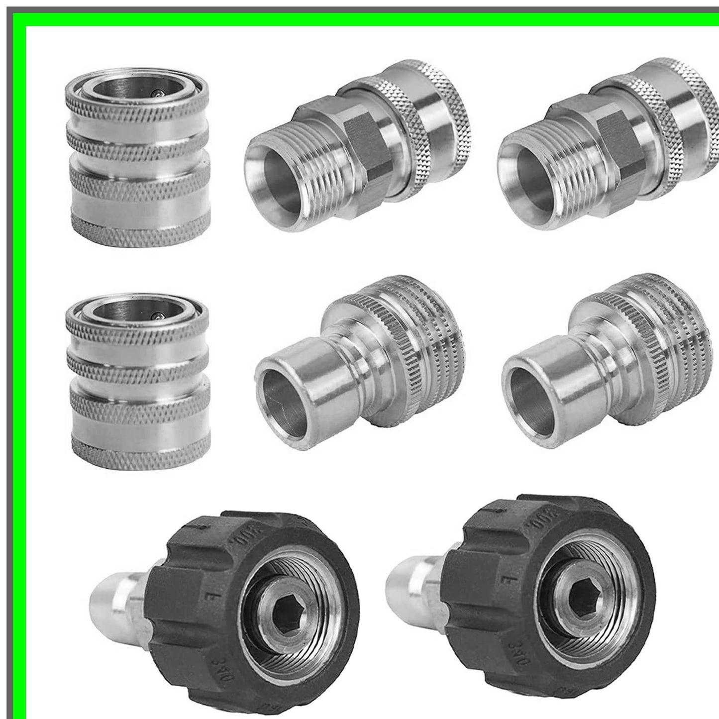 Stainless Steel Pressure Washer Quick Disconnect Adapter Kit, 8 Pack