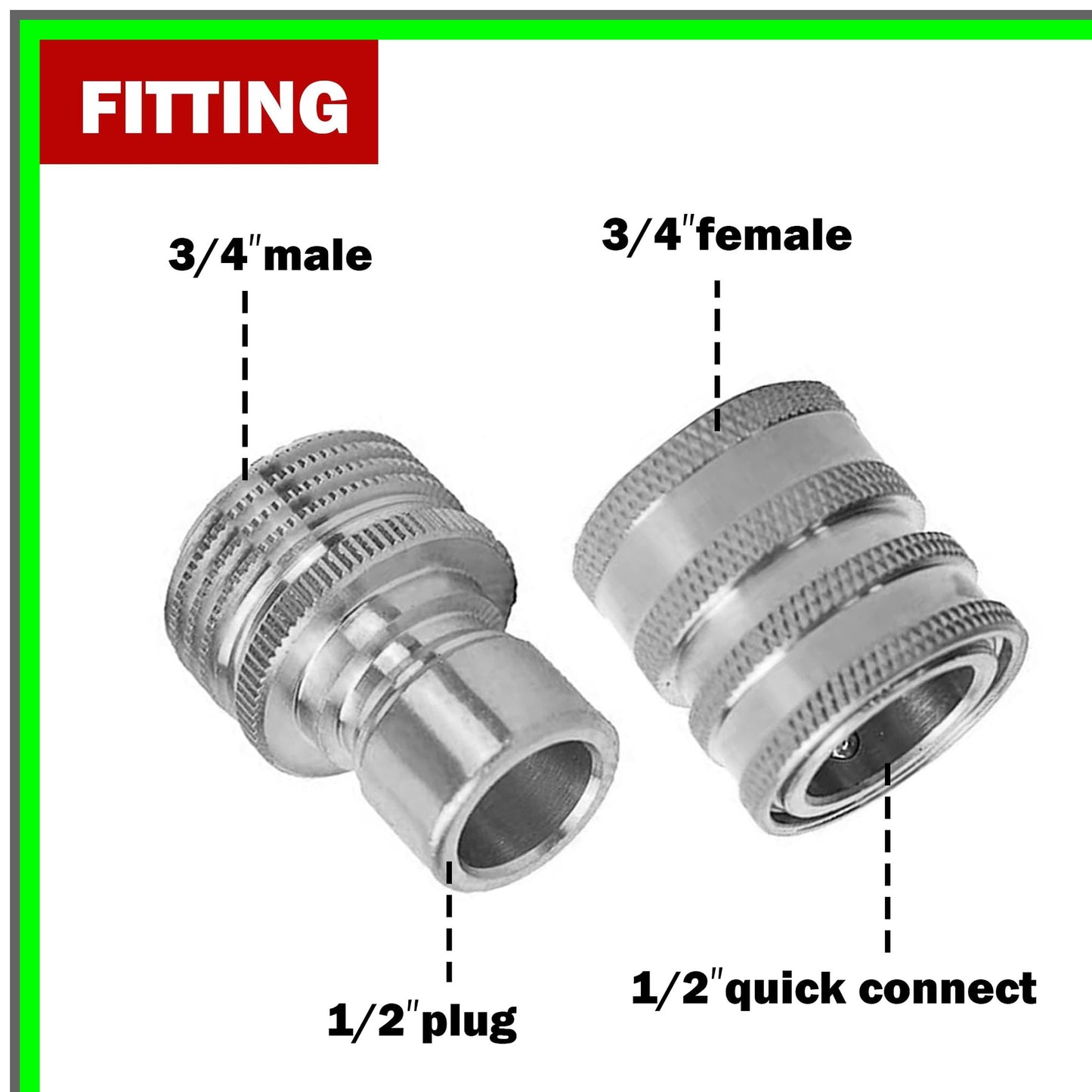 Stainless Steel Pressure Washer Quick Disconnect Adapter Kit, 8 Pack