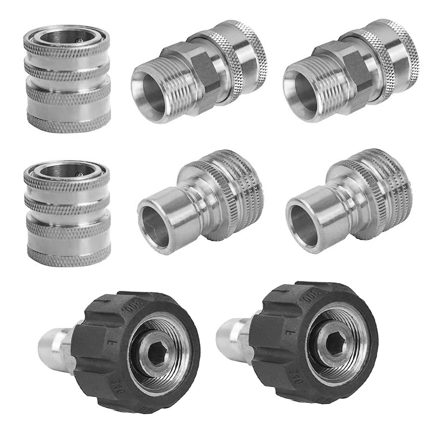 Stainless Steel Pressure Washer Quick Disconnect Adapter Kit, 8 Pack