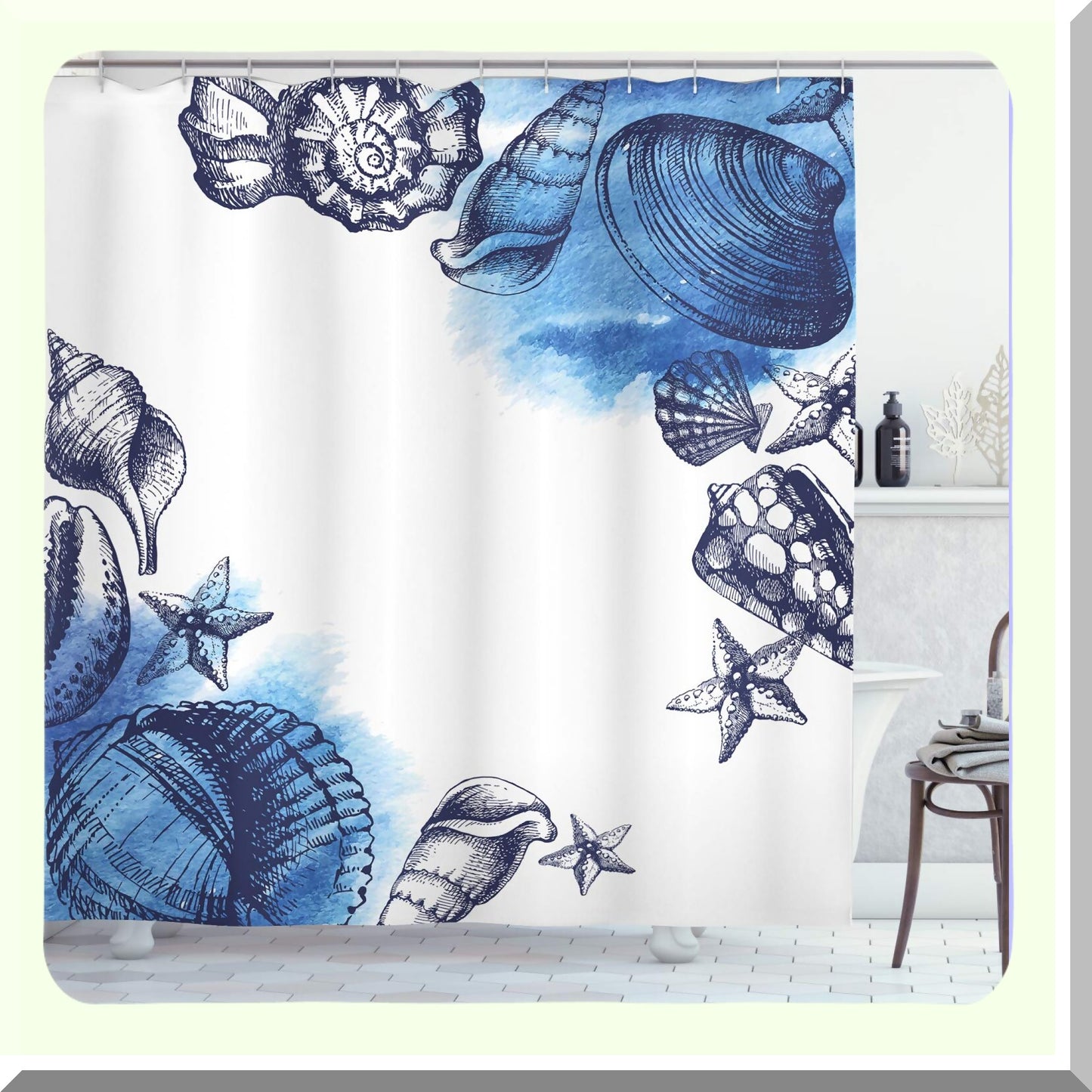 Ocean Shower Curtain 69x75 Inches Sea Life Blue