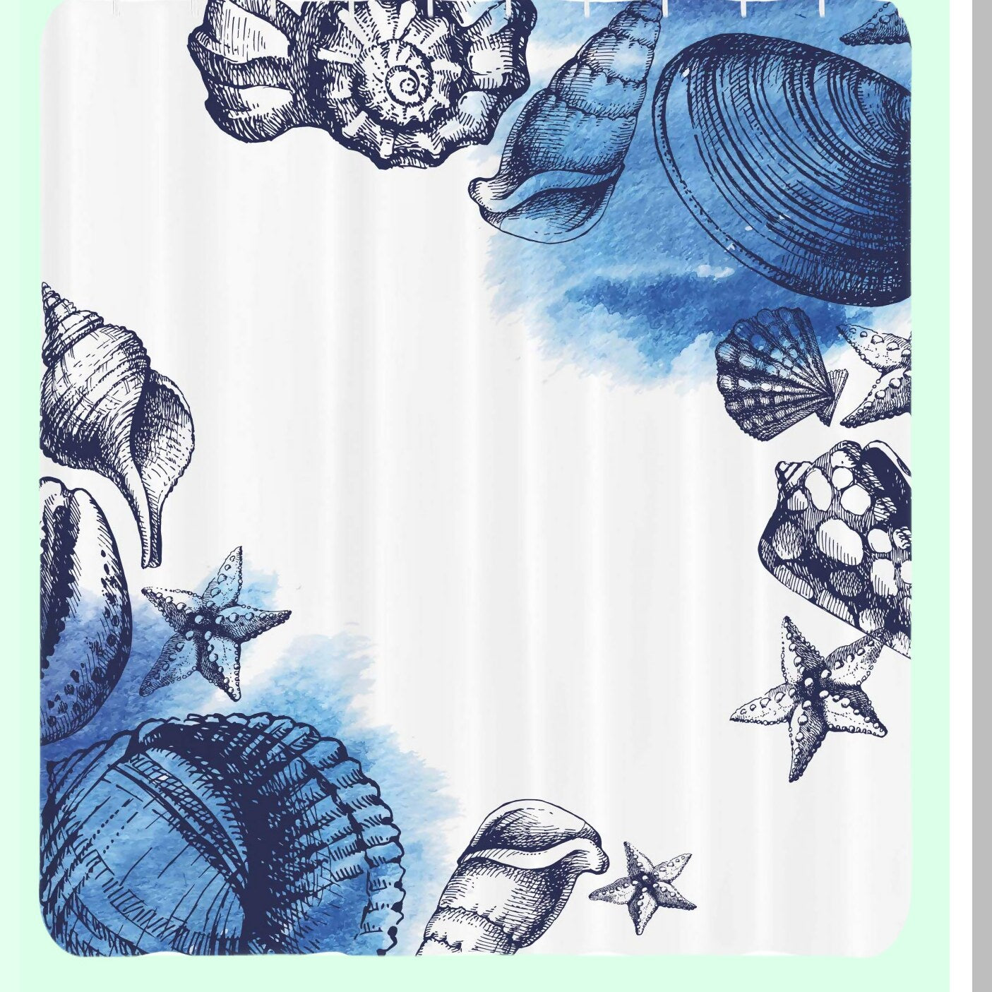 Ocean Shower Curtain 69x75 Inches Sea Life Blue