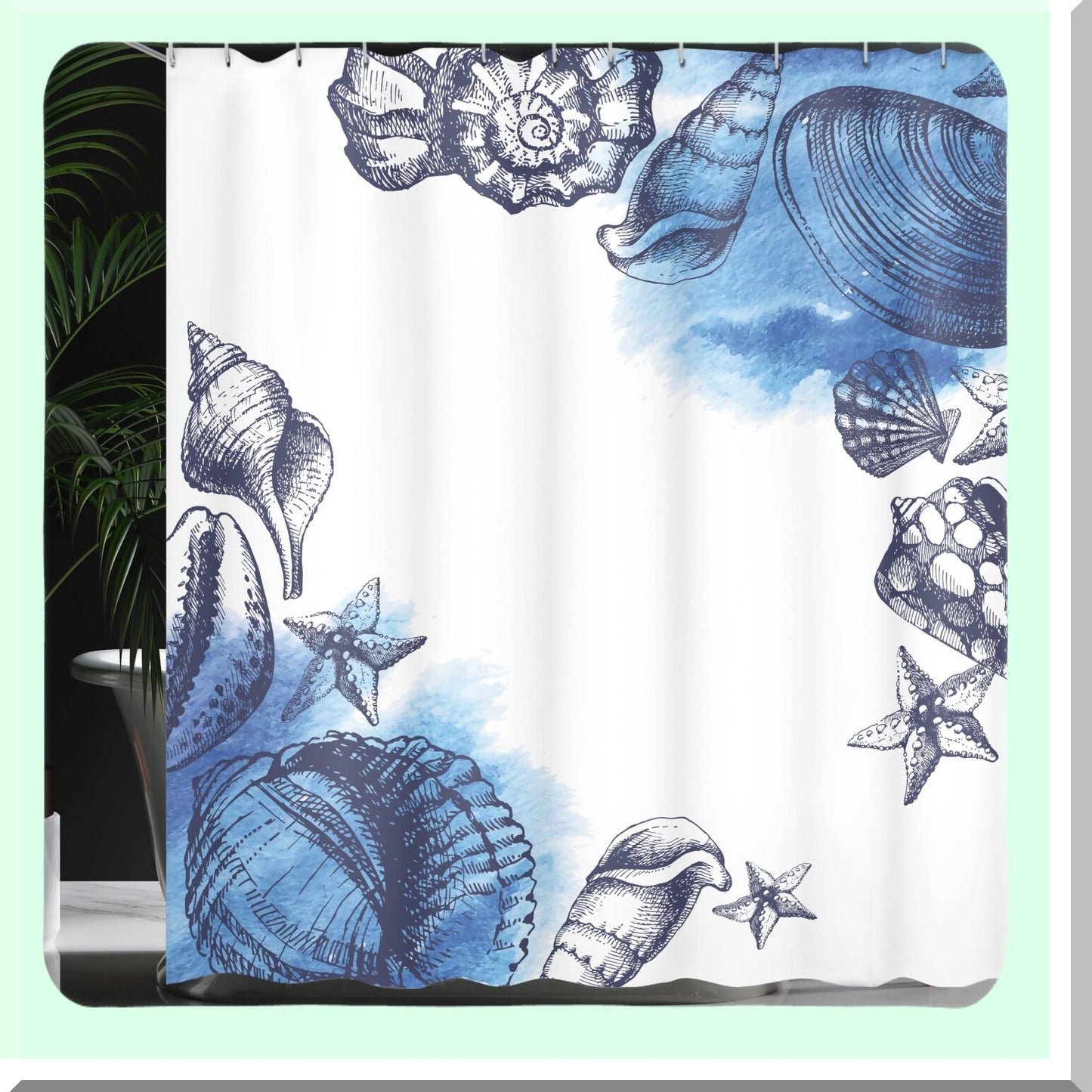 Ocean Shower Curtain 69x75 Inches Sea Life Blue