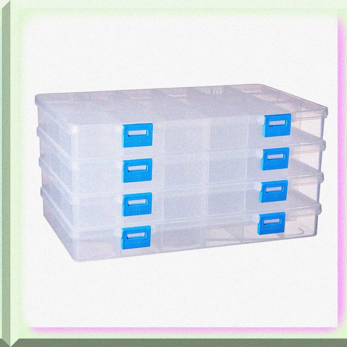 4 Pack Large Plastic Storage Boxes with Adjustable Dividers