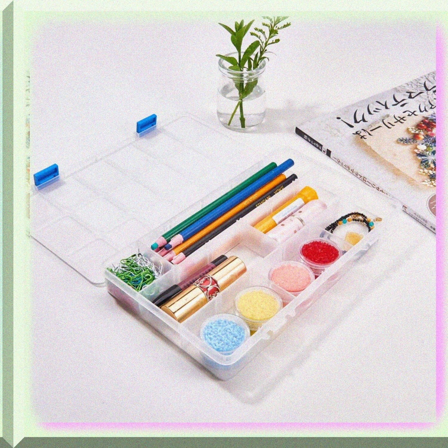4 Pack Large Plastic Storage Boxes with Adjustable Dividers