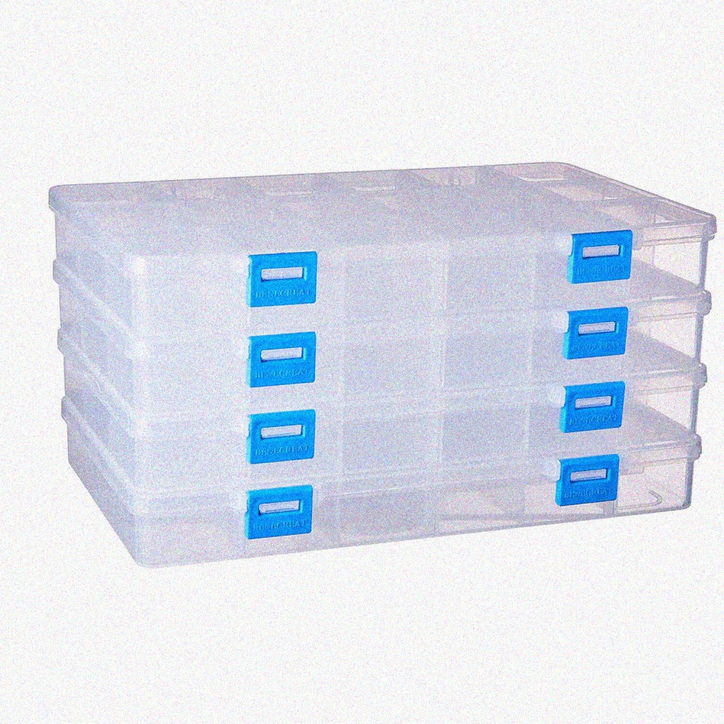 4 Pack Large Plastic Storage Boxes with Adjustable Dividers