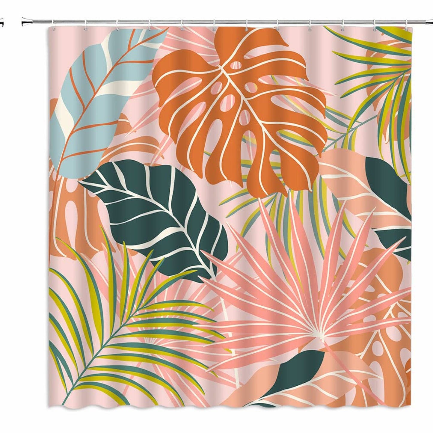 Tropical Leaf Shower Curtain 70x70 inches