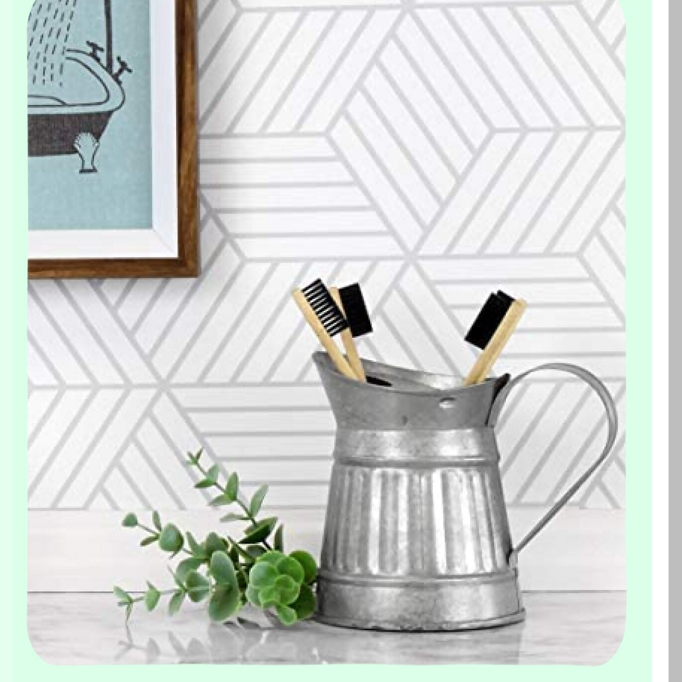 Galvanized Metal Toothbrush Holder 4 Slots