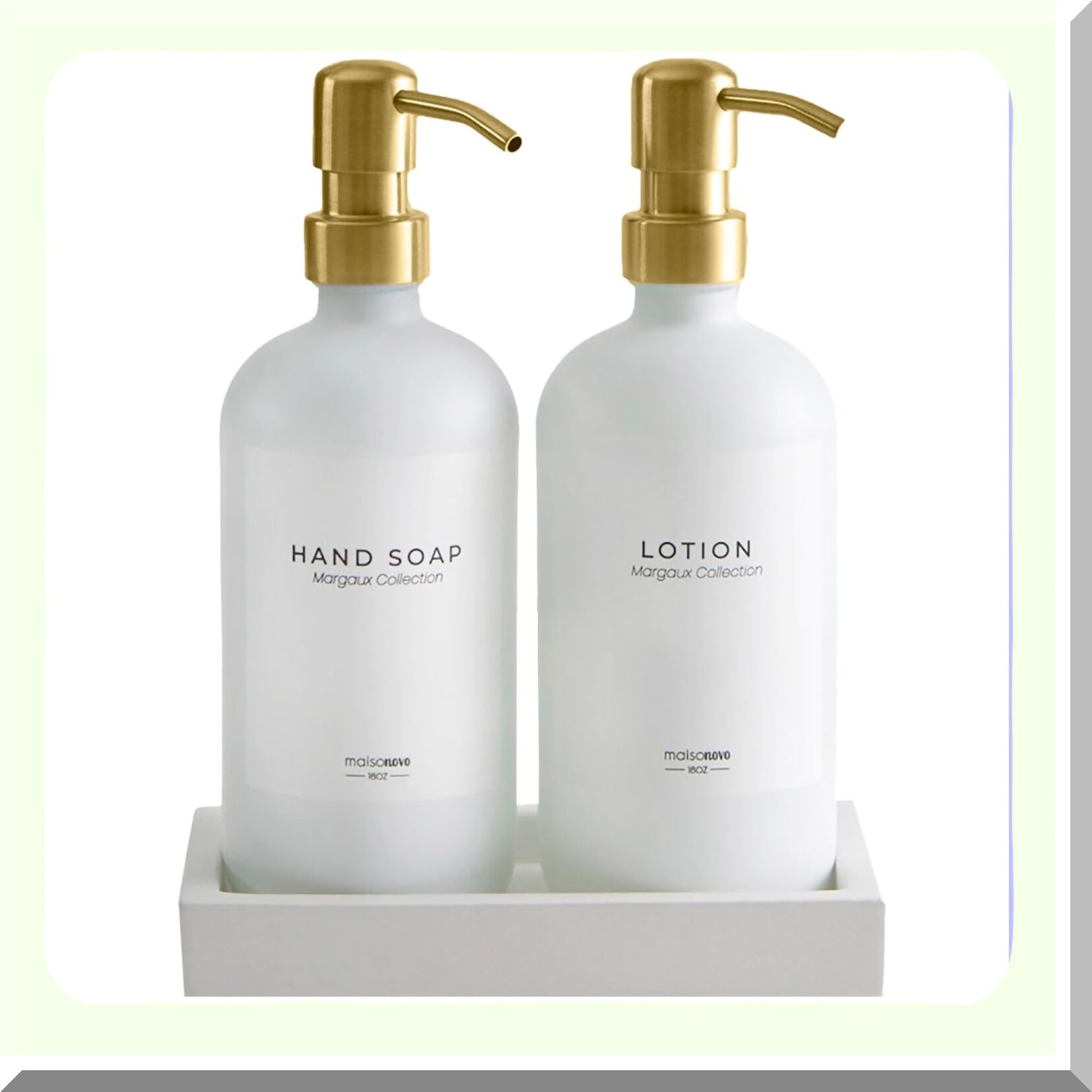 Set of 2 White Soap Dispensers with Gold Pumps