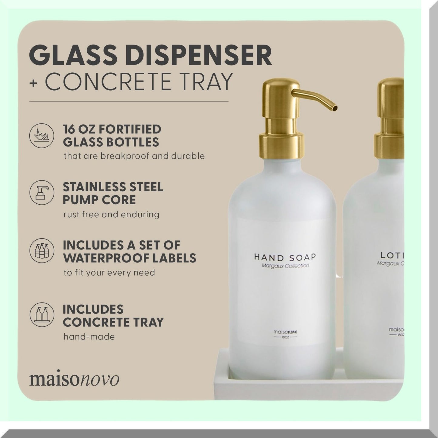 Set of 2 White Soap Dispensers with Gold Pumps