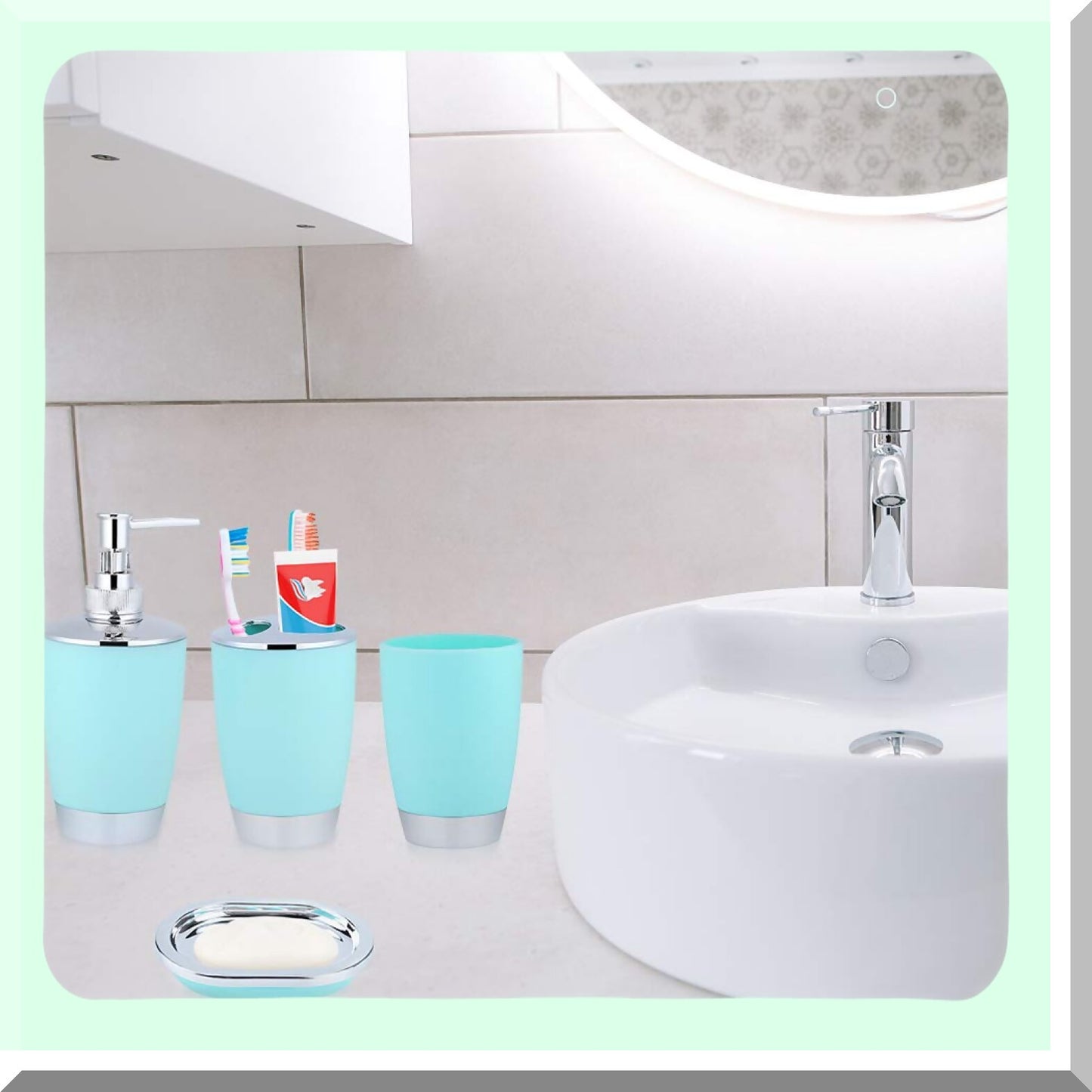 Bathroom Accessories Set 6Pcs Mint Green