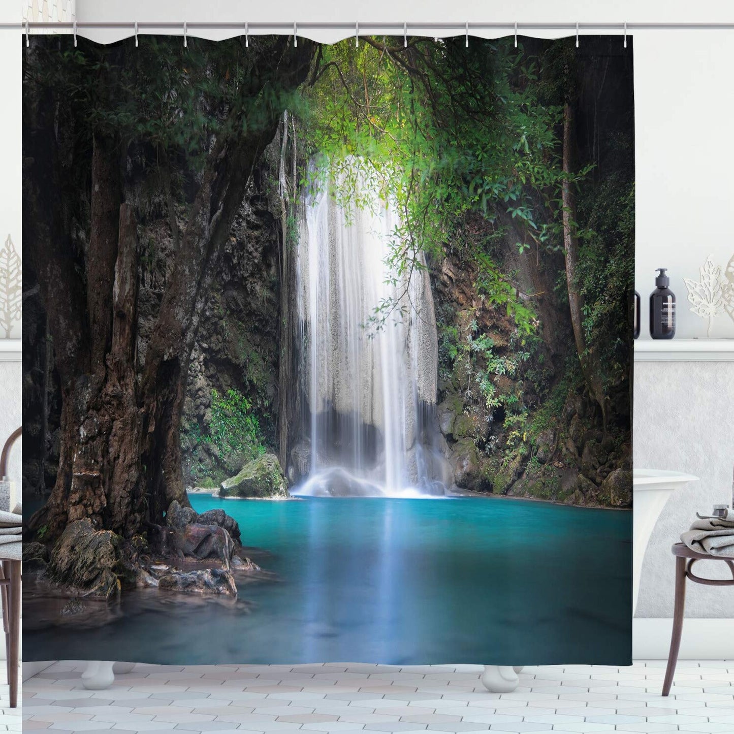 Nature Rainforest Shower Curtain 69x70 Fern Green
