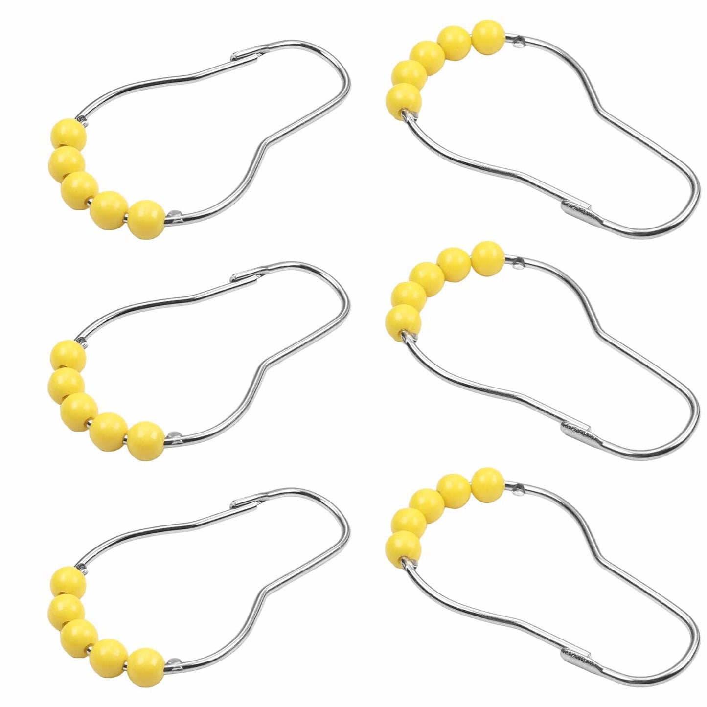 12 Pcs Yellow Metal Shower Curtain Ring Hooks