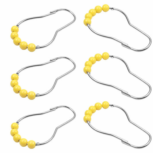 12 Pcs Yellow Metal Shower Curtain Ring Hooks
