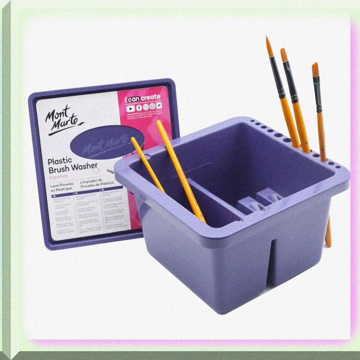 Twin Compartment Plastic Brush Washer for Acrylic Watercolor