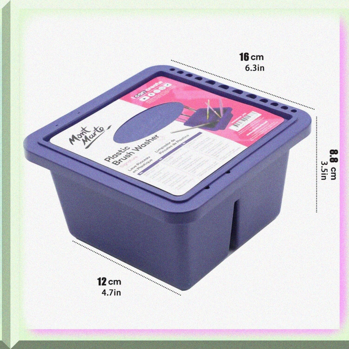 Twin Compartment Plastic Brush Washer for Acrylic Watercolor
