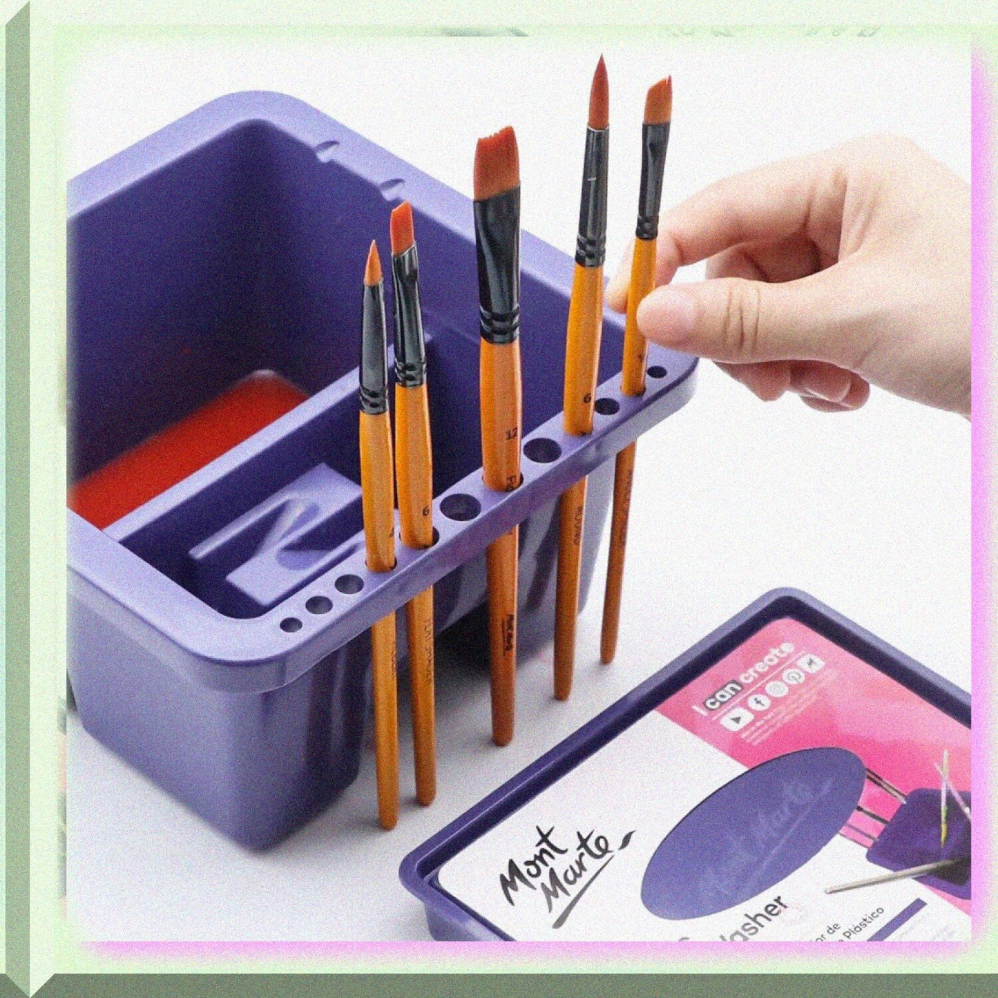 Twin Compartment Plastic Brush Washer for Acrylic Watercolor