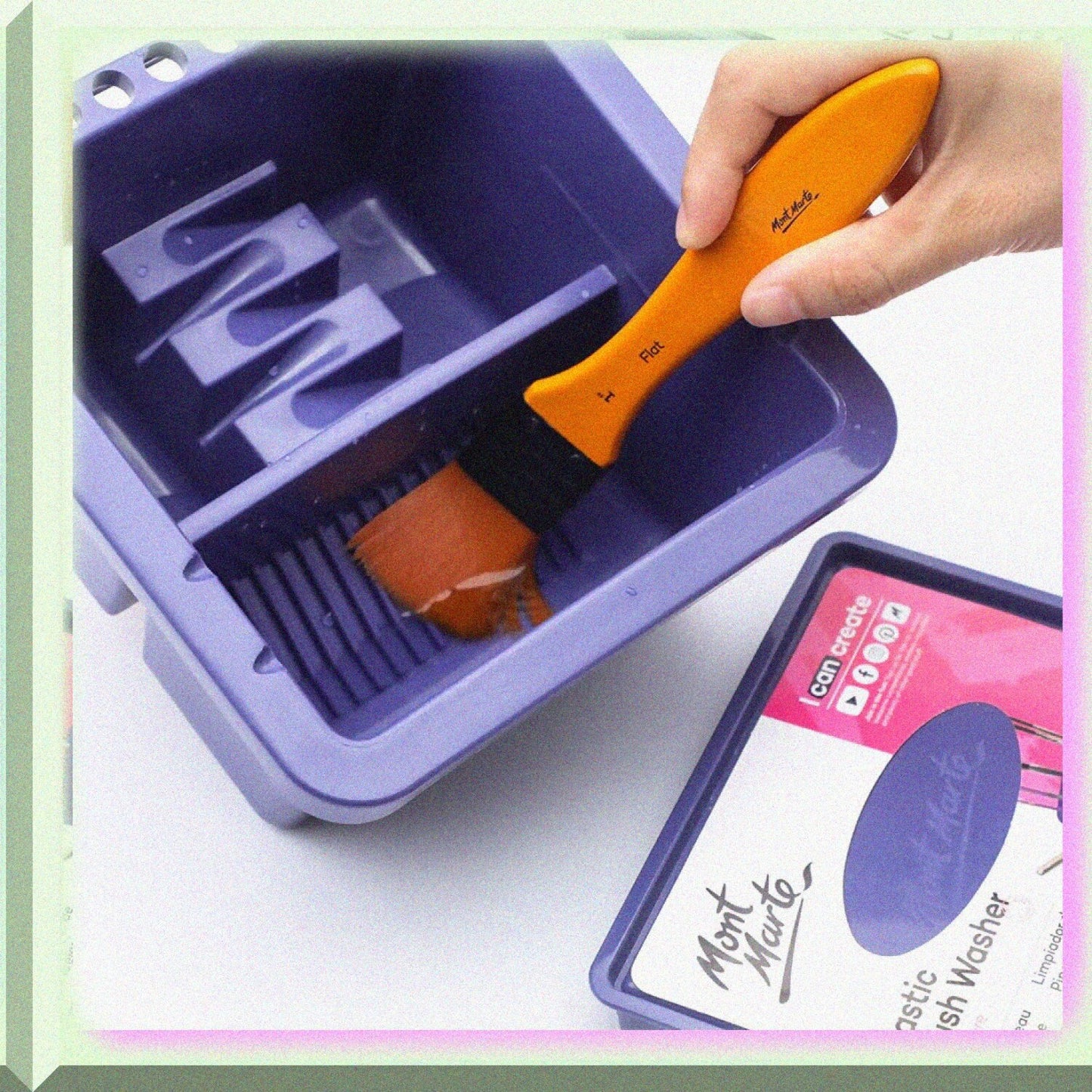Twin Compartment Plastic Brush Washer for Acrylic Watercolor