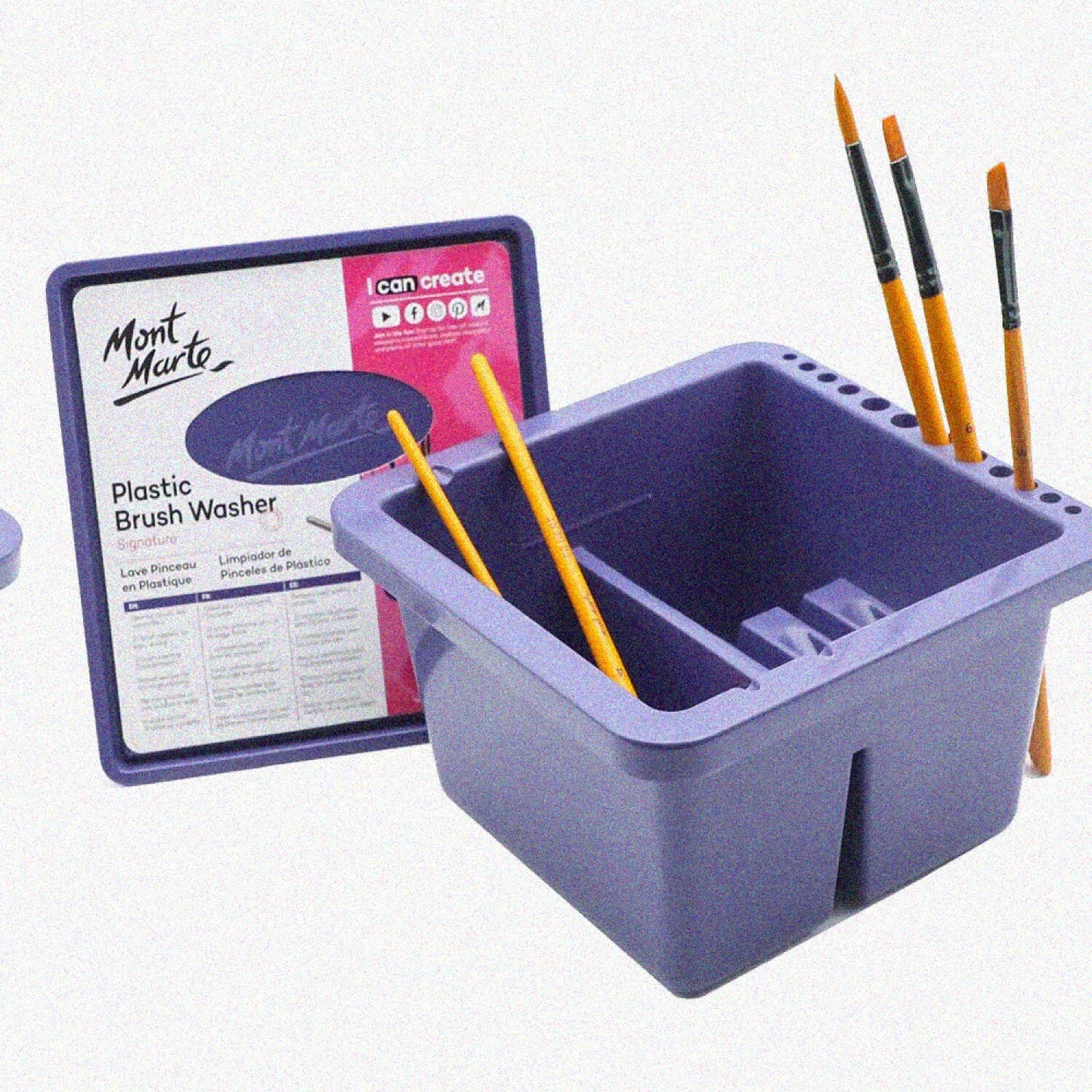 Twin Compartment Plastic Brush Washer for Acrylic Watercolor