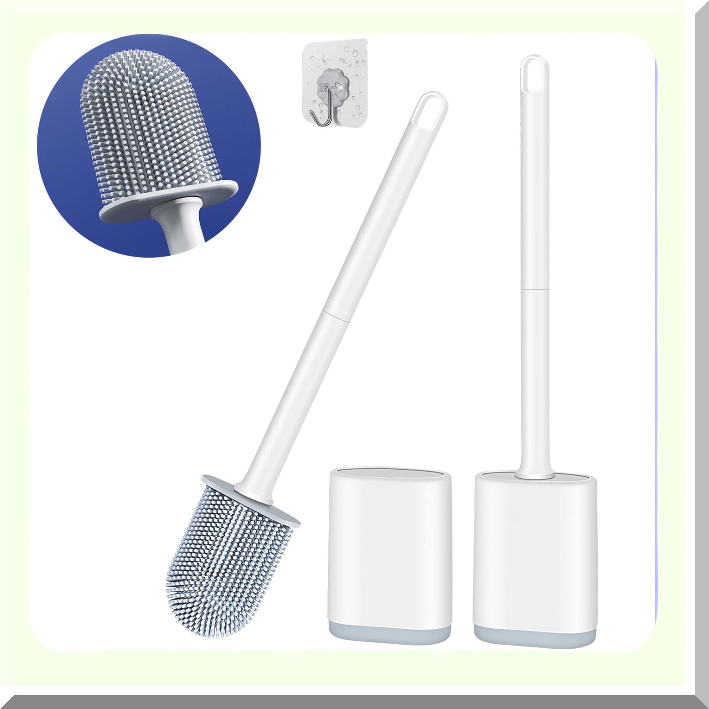 2 Pack White Flexible Wall-Mounted Tet Brush Set